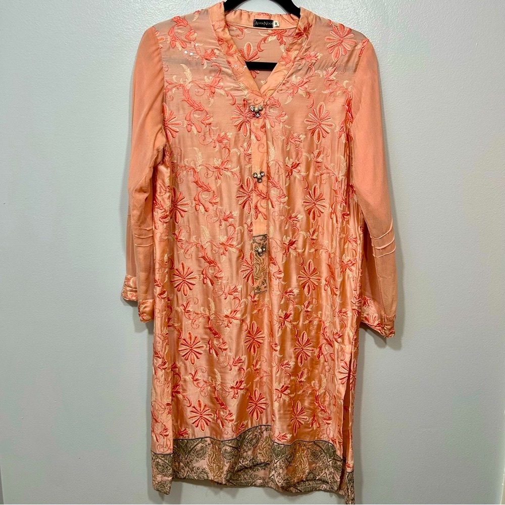 Silk Embroidered Tunic. Pakistani/ Indian Kurta